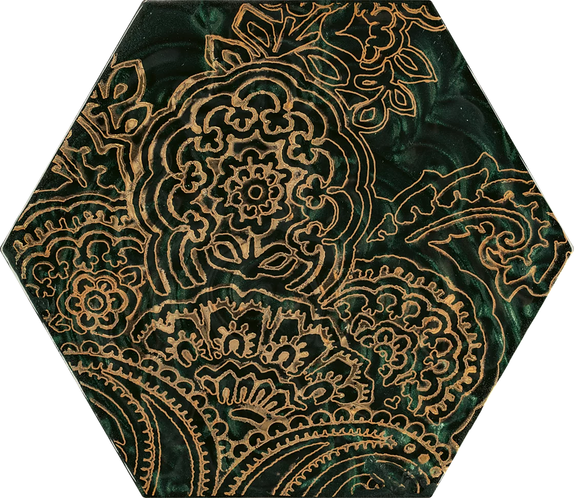 Płytka Urban colours inserto szklane heksagon b green 19,8 x 17,1 cm - zdjęcie 1.