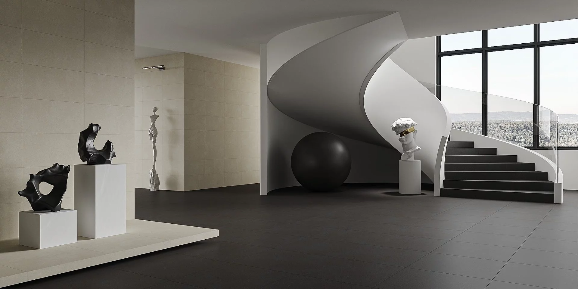 Nowoczesne wnętrze z płytkami z kolekcji Archicross